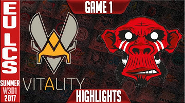 Vitality vs Mysterious Monkeys Highlights Game 1 | EU LCS Week 3 Day 1 Summer 2017 | VIT vs MM G1