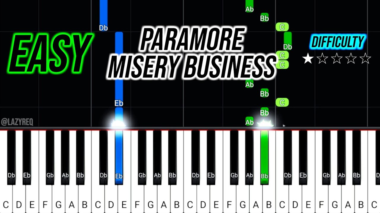 Paramore - Misery Business - (EASY Piano Tutorial)