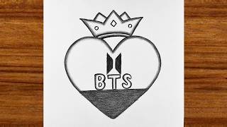 Easy BTS drawing in heart | Korean Tumble Heart Drawing | BTS Logo drawing in Heart Easy Easy BTS drawing in heart | Korean Tumble Heart Drawing | BTS Logo drawing in Heart Easy
