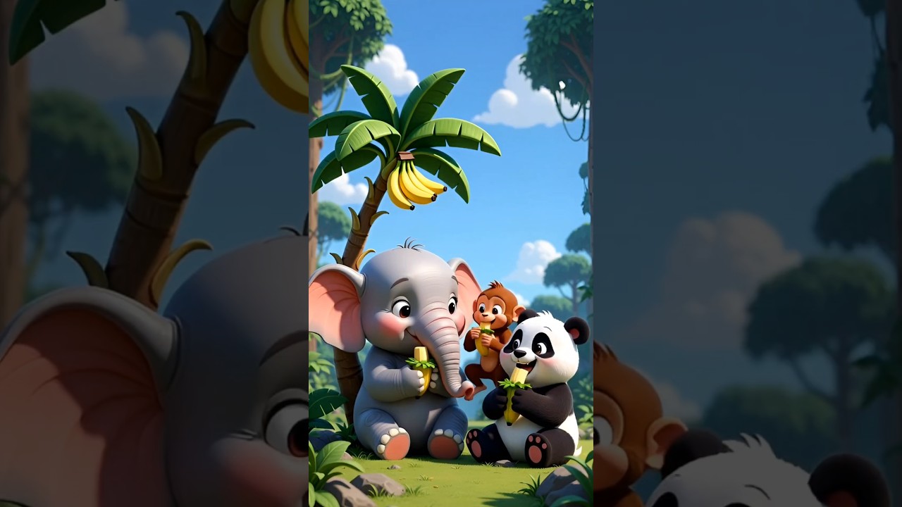 पांडा हाथी और बंदर || केले की मस्ती 🍌|
