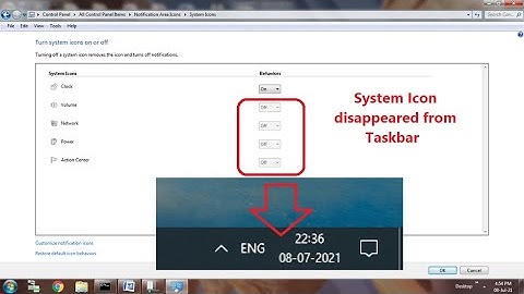 System icons disappeared / do not appear / not showing in the notification area / taskbar in Windows