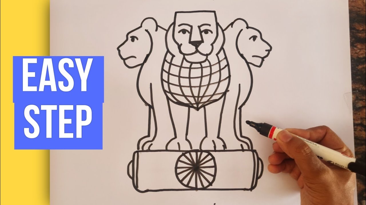 India Emblem Drawing || Independence day drawing || National Emblem drawing 
