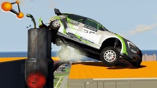 BeamNG.drive - Cars Try To Drive Through Giant Hammers