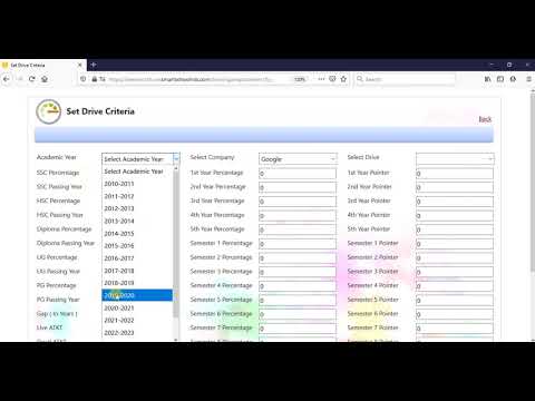How to set drive criteria in tpo login in training and placement using Smart School MIS