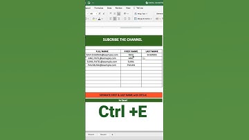 EXTRACT first and last name from emails using Excel’s  1 #ytshorts