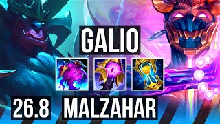 GALIO vs MALZAHAR (MID) | Good KDA: 13/1/17 | KR Master | 26.8