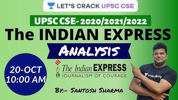 19 October 2020 | Indian Express Analysis | UPSC CSE/IAS 2020/2021| Santosh Sharma