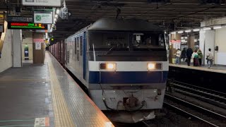 【4K高画質】JR貨物EF210形100番台162号機〔新〕（旧塗装）＋コキ18両が大宮駅6番線を通過するシーン（3096レ・新A129・コンテナ輸送）2025.12.8