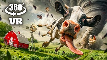 VR 360° BIGGEST TORNADO AT THE FARM, Try to Survive!