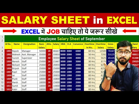 salary sheet in excel | D.A , HRA, PF, ESI, GROSS SALARY | MS Excel