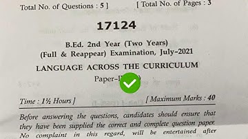 Mdu B Ed 2nd Year Language Across  Curriculum Question Paper 2021