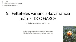 I. 5. Feltételes variancia-kovariancia mátrix: DCC-GARCH - a. Modell, b. Szüksége, c. Felhasználások