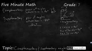 7th Grade Math Complementary and Supplementary Angles
