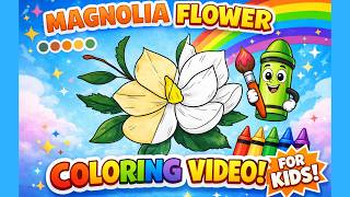 Magnolia Flower Coloring for Kids 🌸 Easy & Beautiful Flower Art Tutorial! screenshot 4