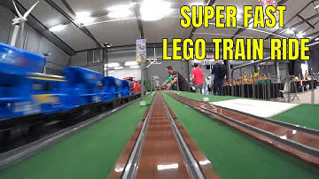 SUPERFAST RIDE WITH LEGO train on TRIXBRIX Custom Train Tracks @ BrickFeast 2019