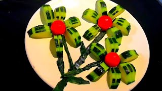 Cucumber Flower Decoration Ideas  | Cucumber Carving Garnish | How to make cucumber flowers