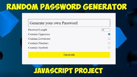 Random password generator in Html , CSS, Javascript with Source Code