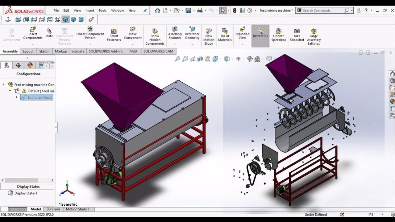 Exploded view of Feed Mixing Machime in solidworks | solidworks ...