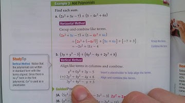 Algebra B Chapter 8 Section 1 Adding and Subtracting Polynomials