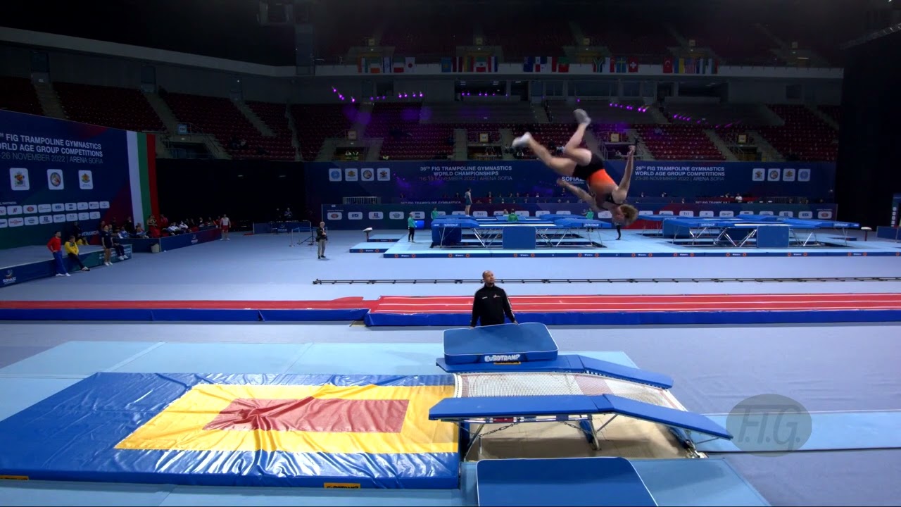 Youtube video: ABRAHAMS Michael (NED) M - 2022 Trampoline Worlds, Sofia (BUL) - Q Double Mini Exercise 2