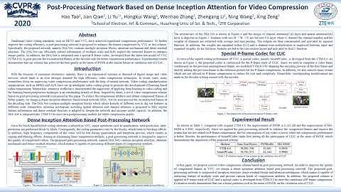 Post-Processing Network Based on Dense Inception Attention for Video Compression
