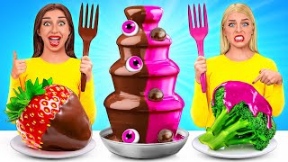 Chocolate Fountain Fondue Challenge | Eating Only Sweet 24 Hours by TeenDO Challenge