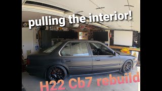 H22 Cb7 Track build. Pulling the interior!