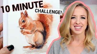 10 Minute Watercolor Painting Challenge Easy Squirrel Tutorial