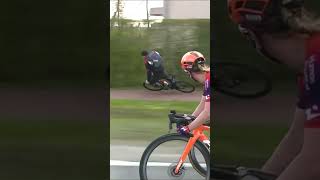 Spectator Crashes While Riding Alongside Peloton! #shorts screenshot 4