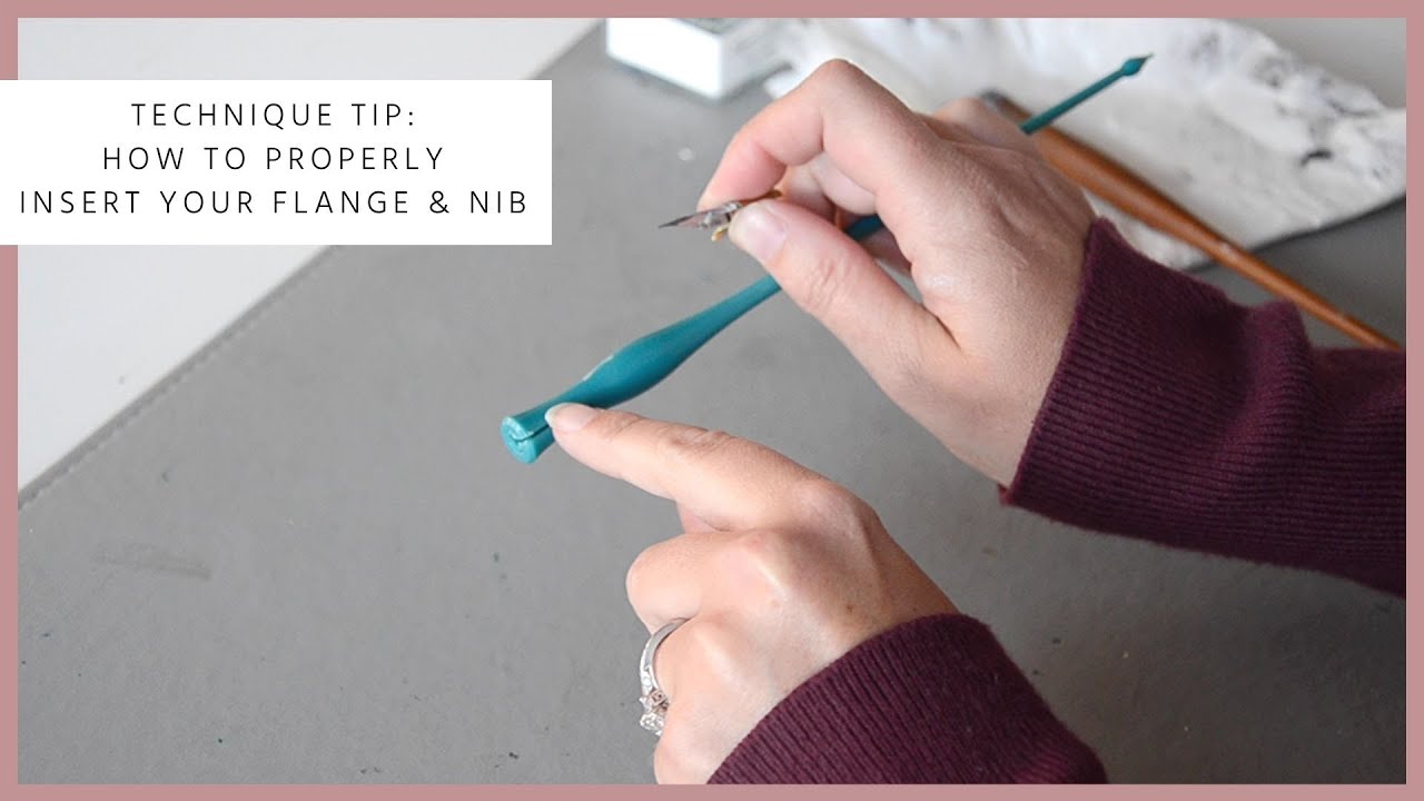 oblique pen holder nib insertion and flange adjustment step-by-step