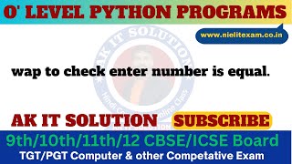 Program To Check Equality of Numbers in Python || Equal Number Checking in Python || Python Program