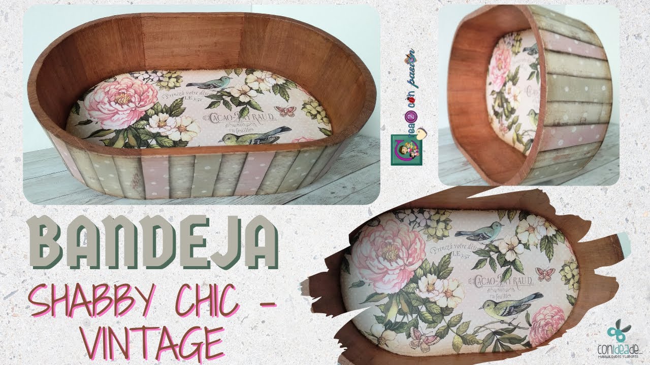 ПОДНОС 𝓢𝓗𝓐𝓑𝓑𝓨 𝓒𝓗𝓘𝓒 - 𝕍𝕀ℕ𝕋𝔸𝔾𝔼 ПОШАГОВАЯ. ТИНТ, СТЕНЦИЛЬНАЯ КРАСКА И ДЕКОПАЖ