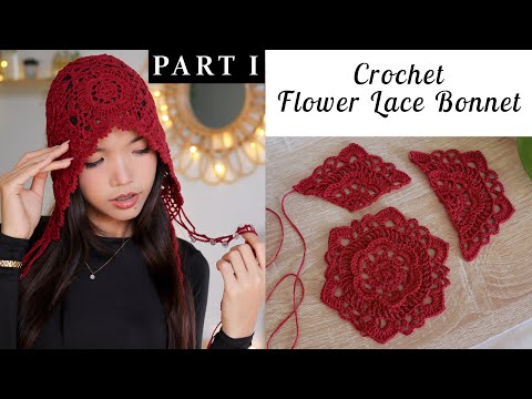 Crochet Flower Lace Bonnet Tutorial (Part I) | Chenda DIY - YouTube