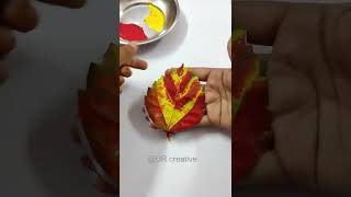 leaf printing with acrylic  #shorts #youtubeshorts #viral