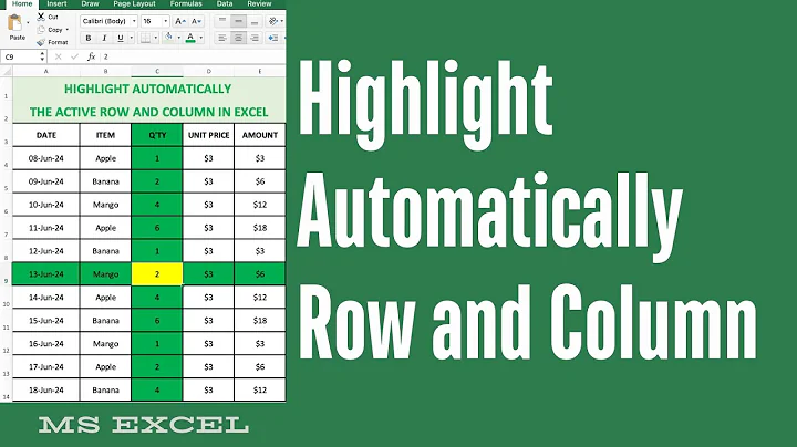 How to highlight automatically the active row and column in excel | Excel tips | Excel learning.