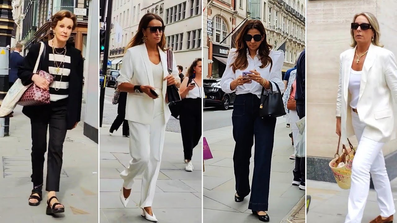 Нестареющая элегантность и стиль в любом возрасте. Черный + белый . Как люди одеваются. Лондон.