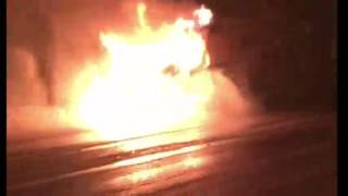 AMR ambulance catches fire after crash on Interstate 90