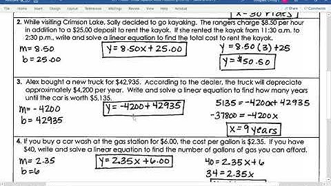 Linear Equation Word Problems (y=mx+b)