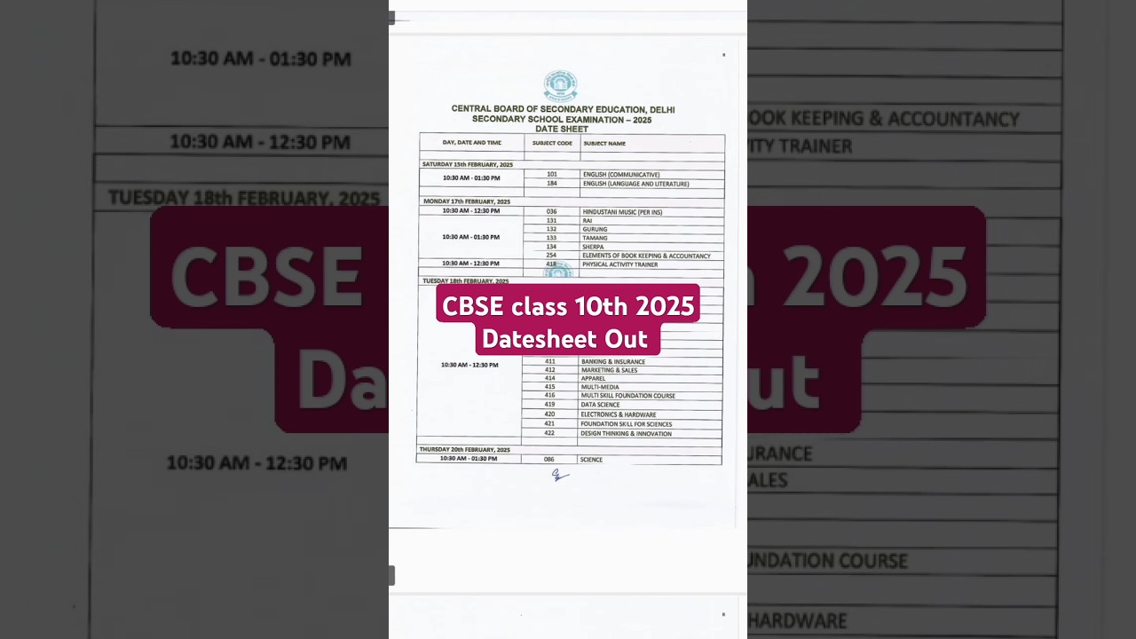 CBSE Class 10th 2025 Datesheet out || Real or Fake || 