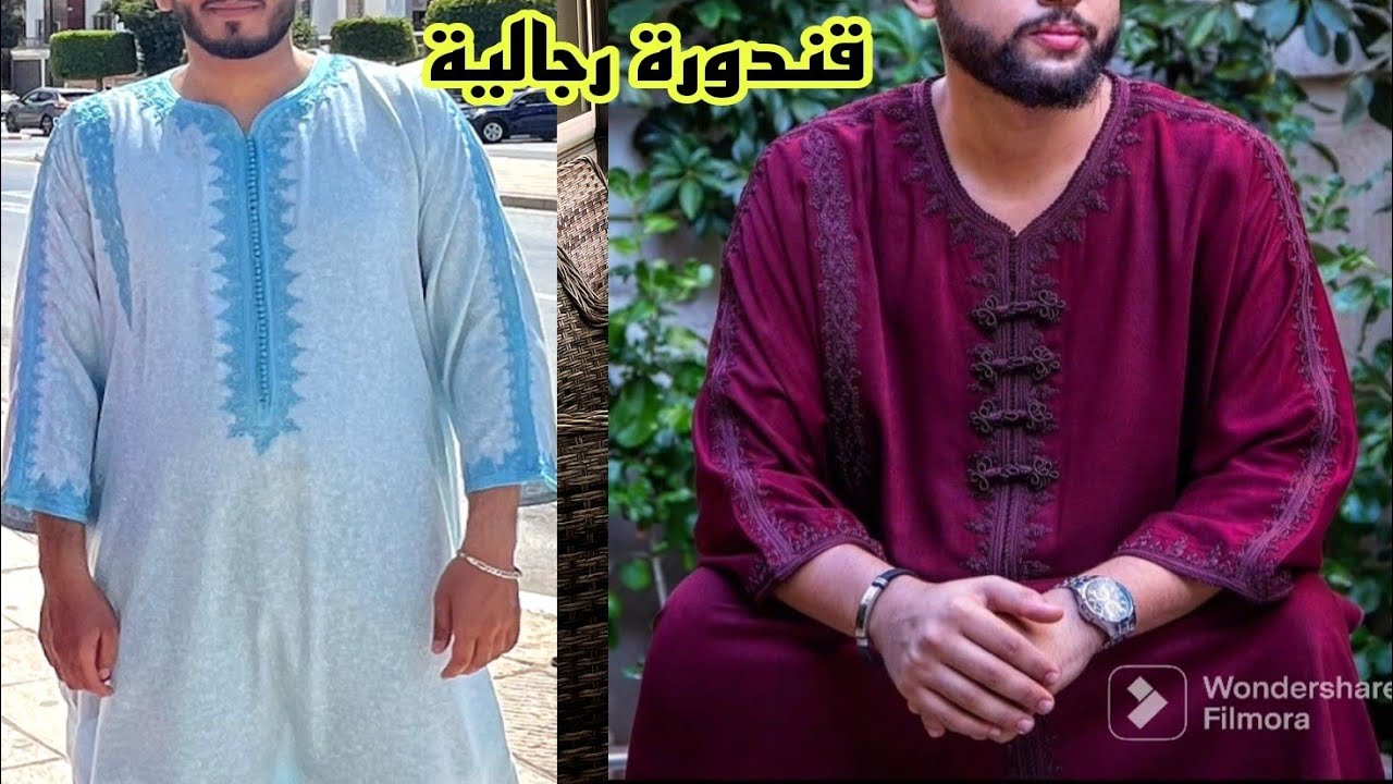 تفصيل وخياطة قندورة رجالية لعيد الاضحى بطريقة سهلة وشحال تحتاج ثوب وسفيفة وزاق المعلم✂️