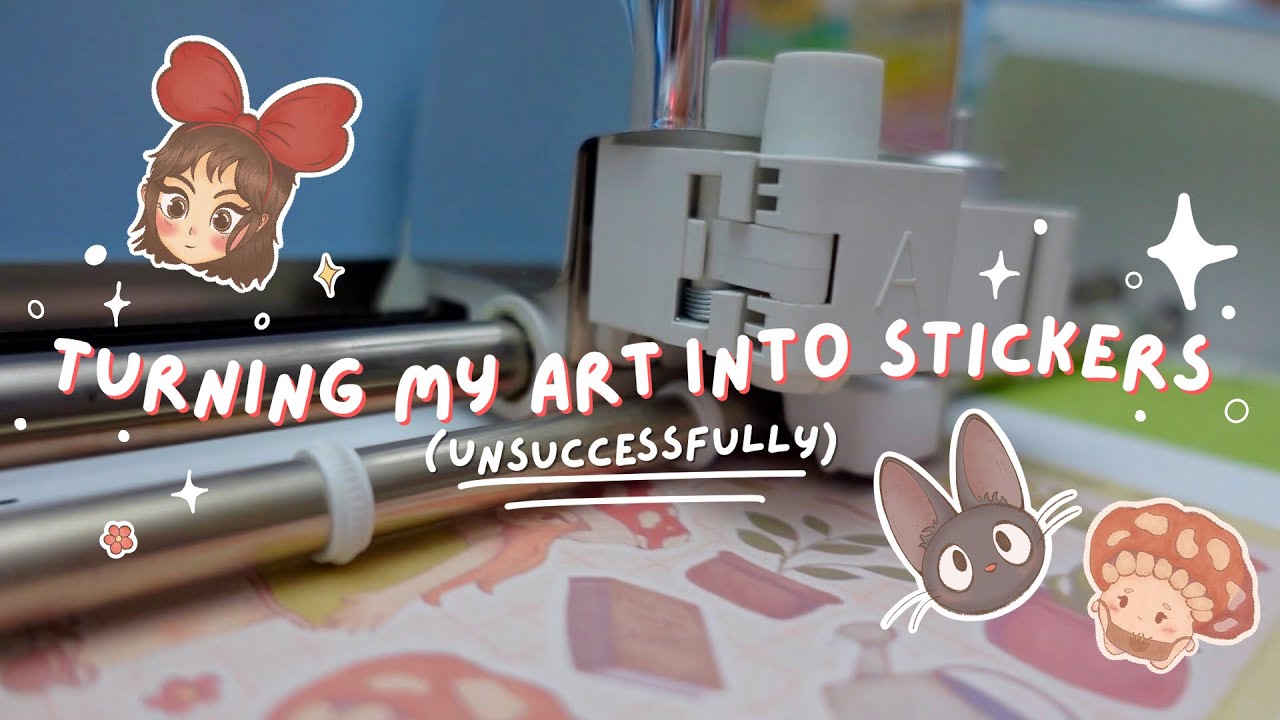 Turning my art into physical products unsuccessfully: testing cricut cut lines & clear sticker paper