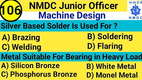 NMDC Model Paper 2021 | Top 20 Machine Design Objective Questions And Answer For All Exam - Part 106