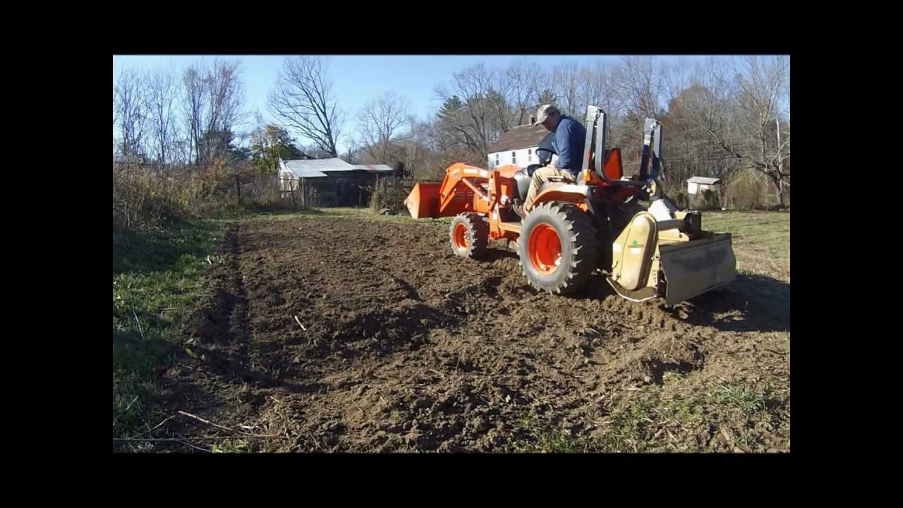 Using our kubota an our RTA 50" Rototiller To Make Room For More Garlic