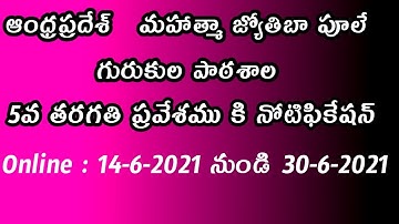 MJPAPBCWR School 5th Class Entrance Notification 2021