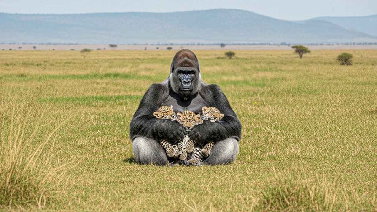 A Gorilla Finds Three Abandoned Mountain Lion Cubs — What Happens Months Later Is Incredible