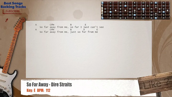 🎸 So Far Away - Dire Straits Guitar Backing Track with chords and lyrics