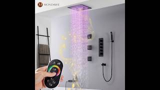 MONDAWE 12 Thermostatic Full Body Shower Jets System in Wall, Rainfall Luxury Shower System