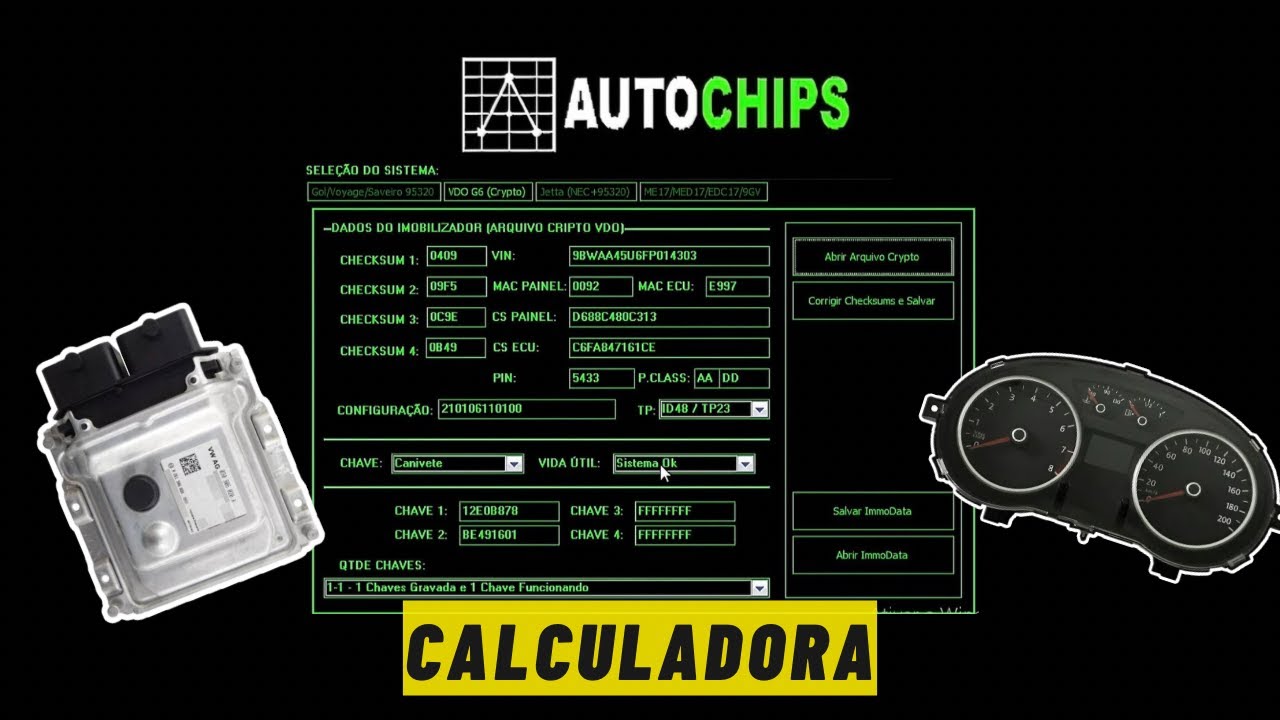 Calculadora AutoChips - Casamento de ecu, painel e correção de checksum!