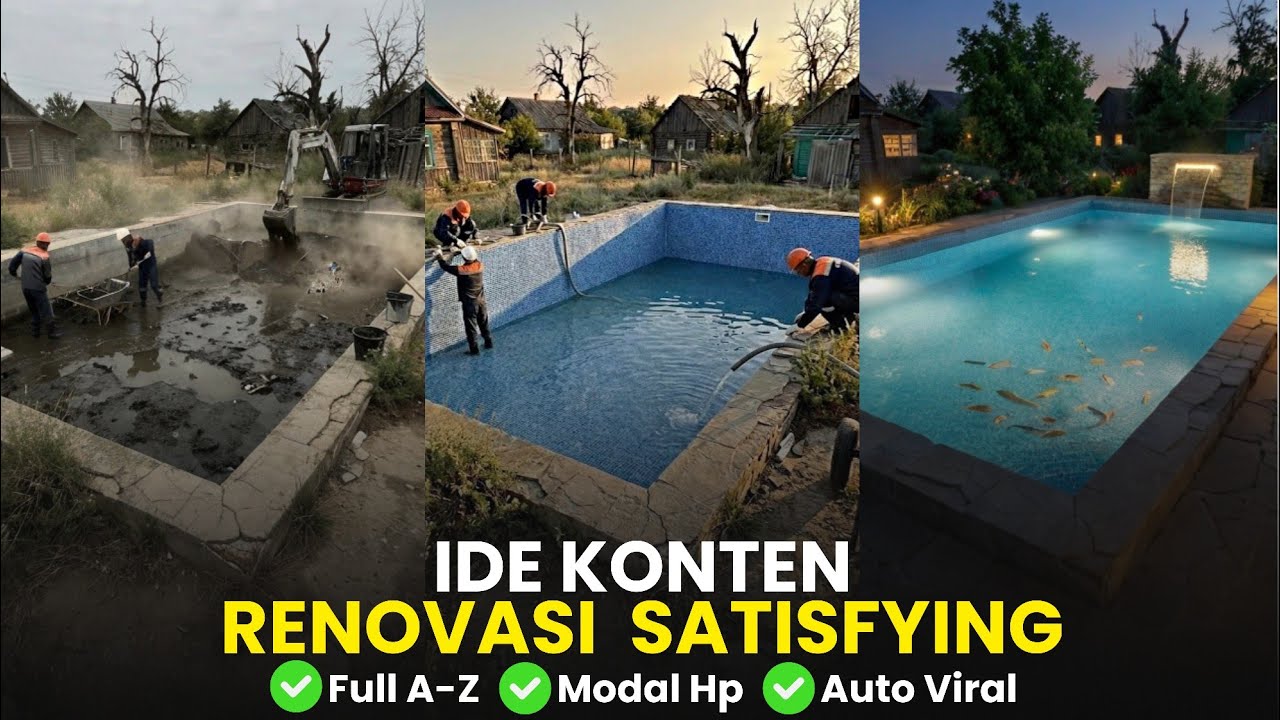 Auto Viral FB Pro! Ide Konten Video AI Renovasi Kolam Terbengkalai Jadi Mewah (Time-Lapse)