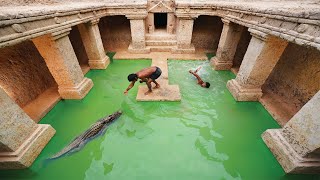 OMG Built Underground Temple Tunnel With Swimming Pool & Rescued Crocodile And Feed